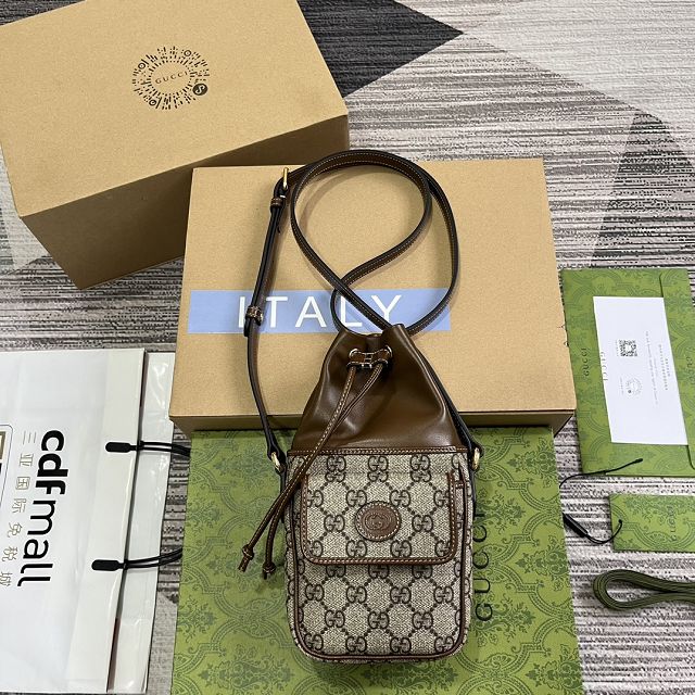 2023 GG original canvas mini bucket bag 746303 brown