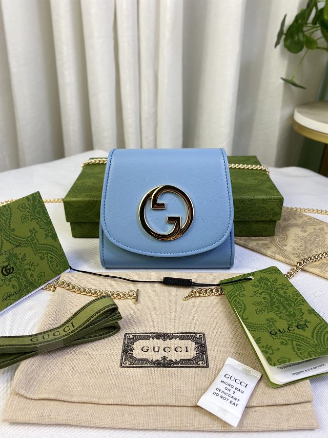 GG original calfskin blondie chain wallet 725219 blue