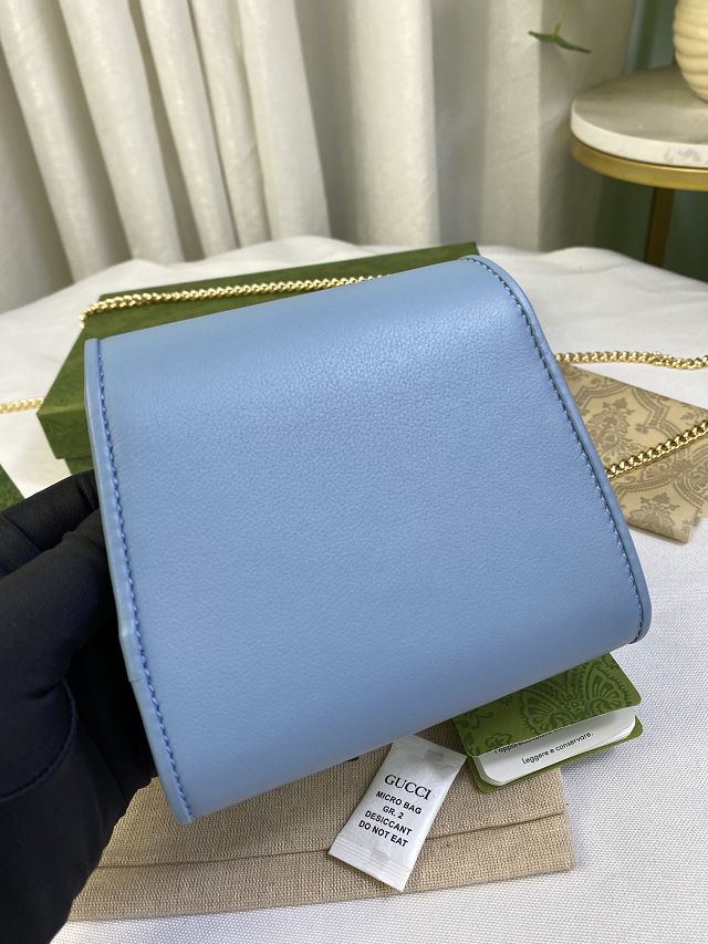 GG original calfskin blondie chain wallet 725219 blue