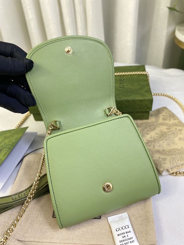 GG original calfskin blondie chain wallet 725219 green