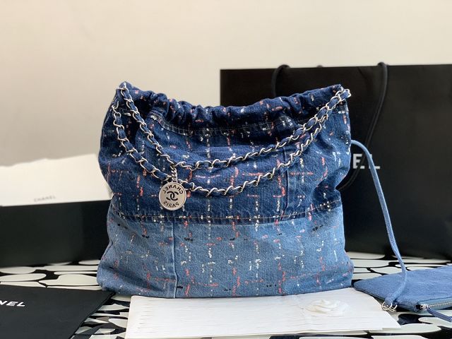 2024 CC original denim 22 small handbag AS3260 blue