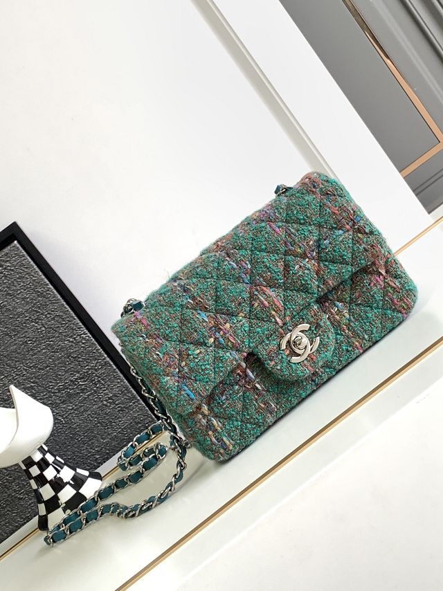 CC original tweed mini flap bag A69900 green