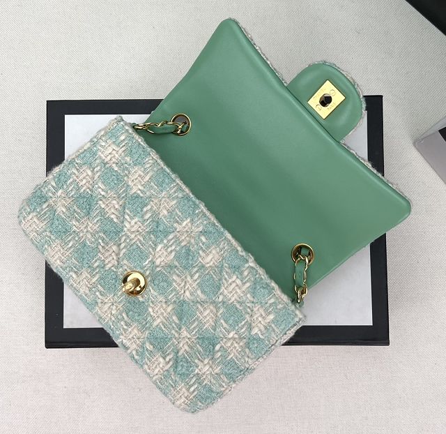 CC original tweed mini flap bag A69900 light green