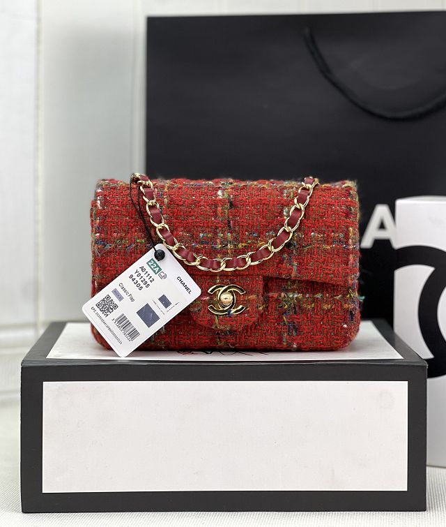 CC original tweed mini flap bag A69900 red