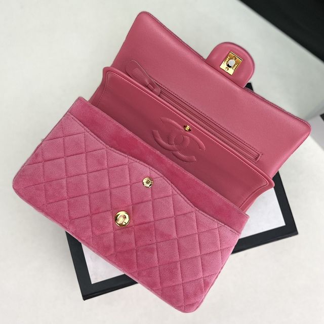 CC original velvet medium flap bag A01112 pink