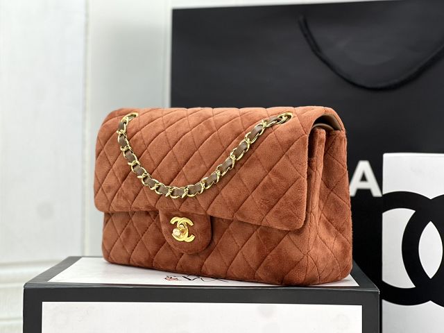 CC original velvet medium flap bag A01112 brown