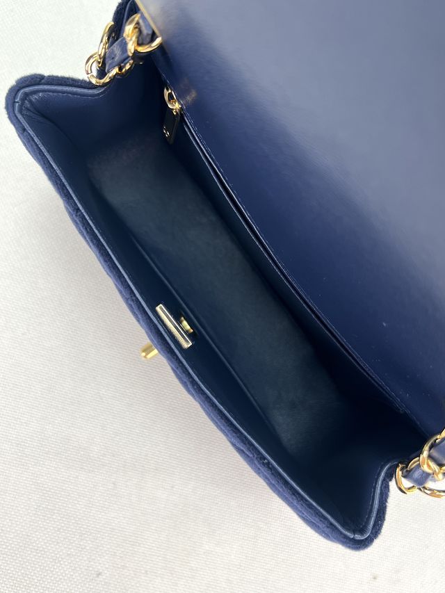 CC original velvet mini flap bag A69900 navy blue
