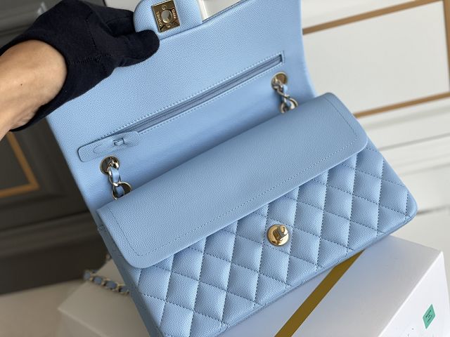 CC original grained calfskin medium flap bag A01112 blue