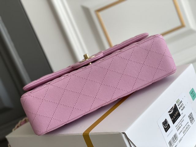 CC original grained calfskin medium flap bag A01112 pink