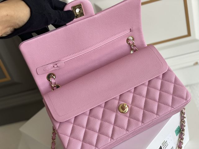 CC original grained calfskin medium flap bag A01112 pink