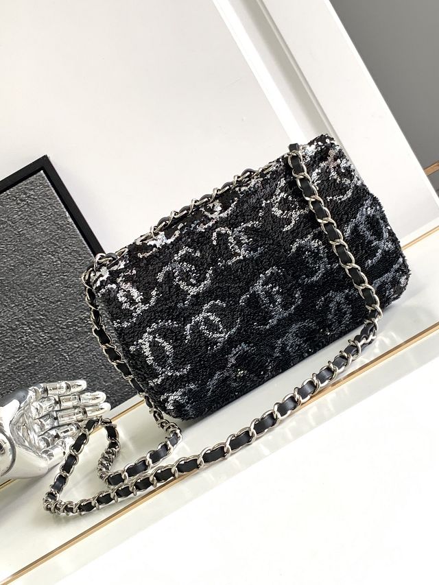 CC original sequins small flap bag AS4297 black