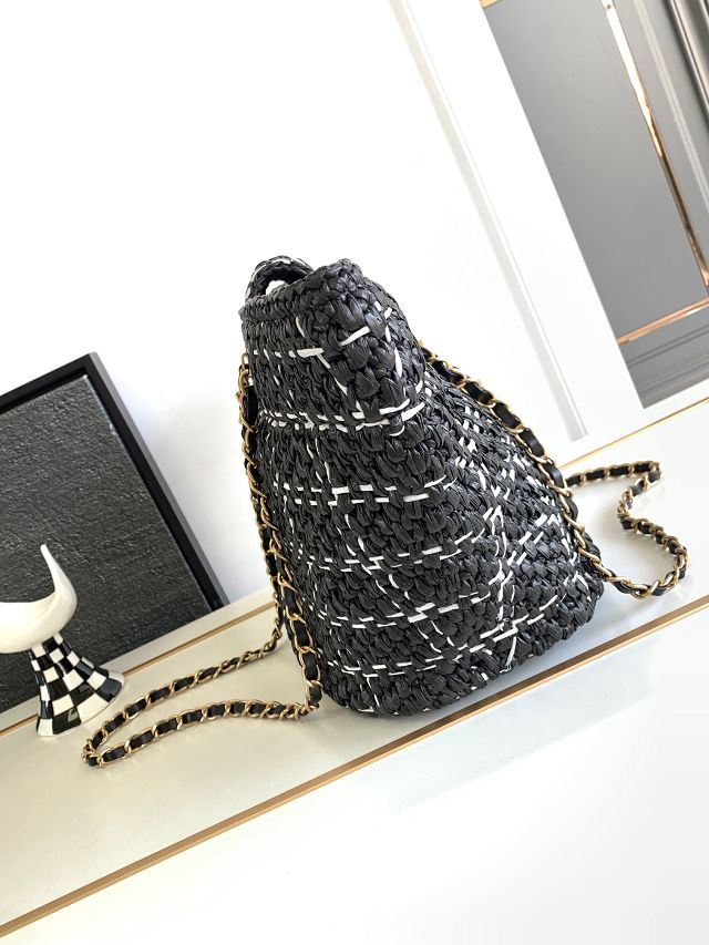 2024 CC original raffia shopping bag AS3786 black