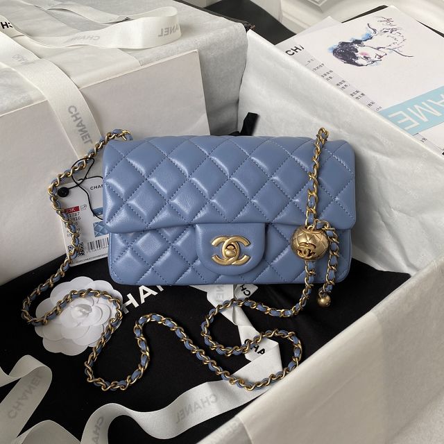 2024 CC original lambskin flap bag AS1787 blue