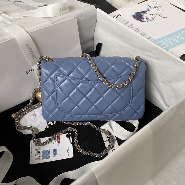 2024 CC original lambskin flap bag AS1787 blue