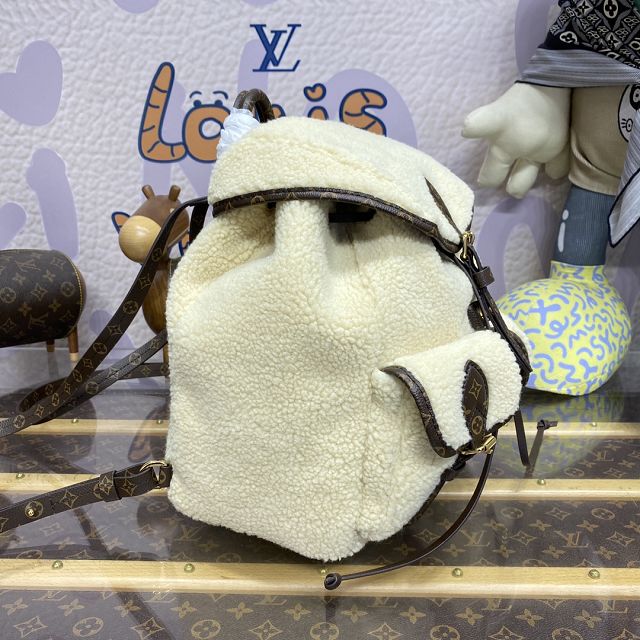 2024 Louis vuitton original shearling backpack M23384 white