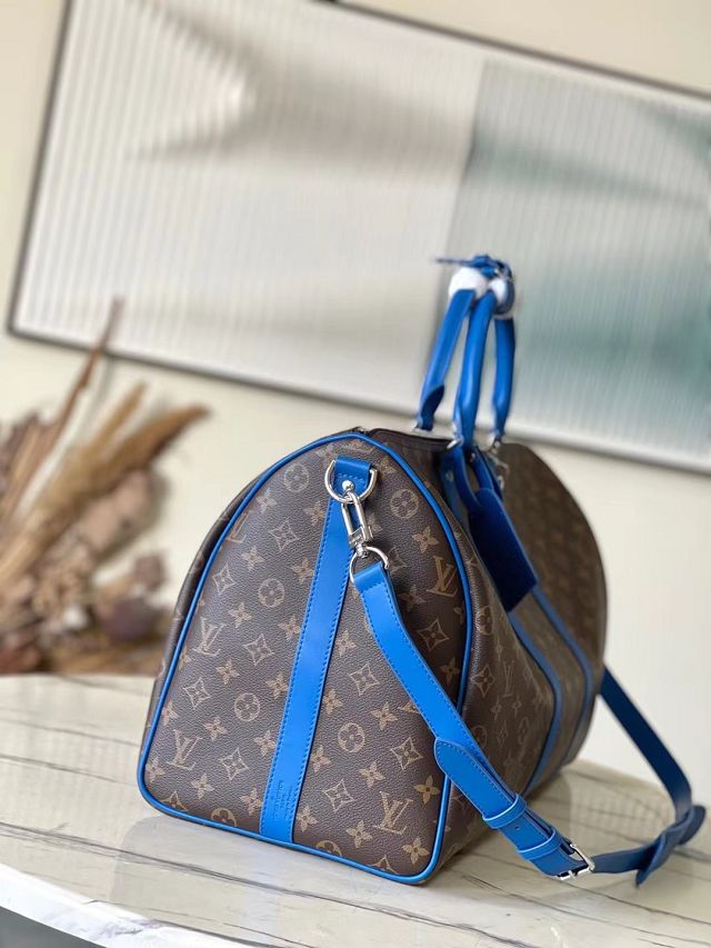 Louis vuitton original monogram canvas keepall 50 M46772 blue