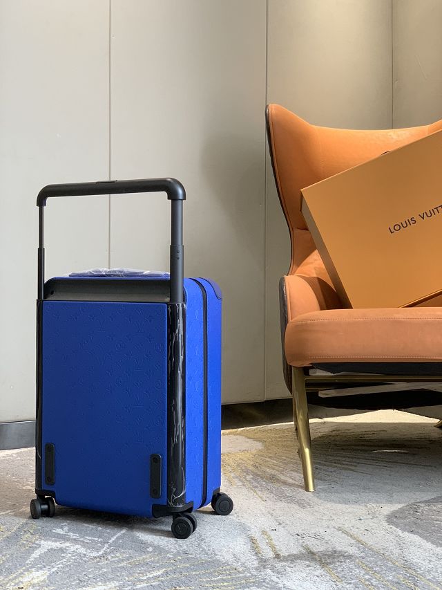 Louis vuitton original calfskin horizon 55 rolling luggage M46115 blue