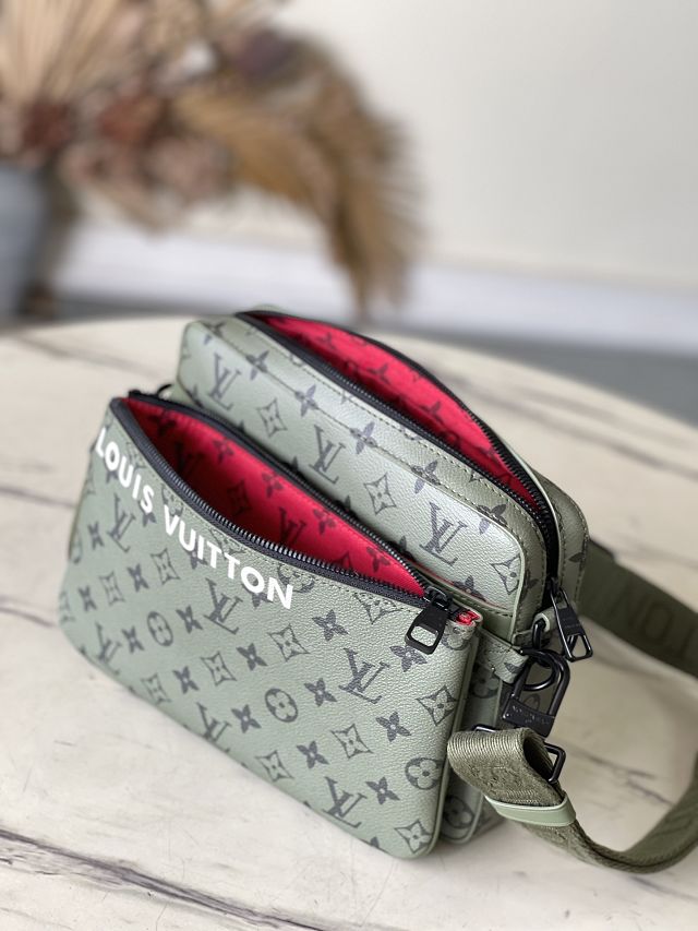 Louis vuitton original monogram canvas trio messenger bag M23783 green