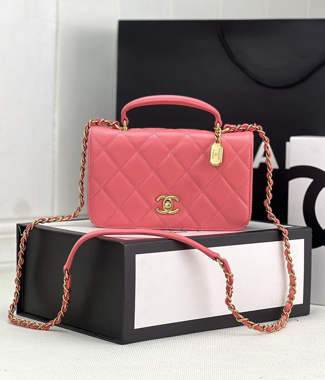 2024 CC original grained calfskin mini flap bag AS4284 pink