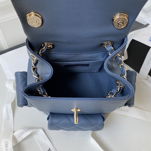 CC original grained calfskin backpack AS4398 dark blue