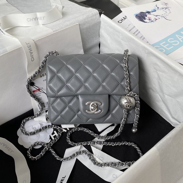 2024 CC original lambskin small flap bag AS1786 grey