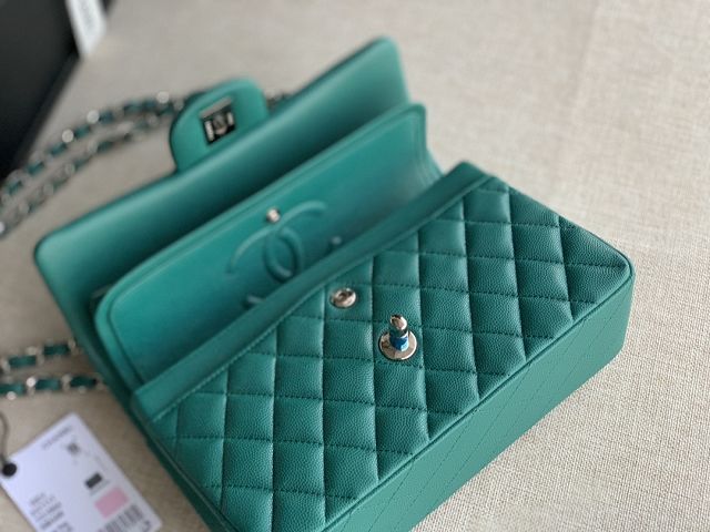 CC original grained calfskin small flap bag A01113 green