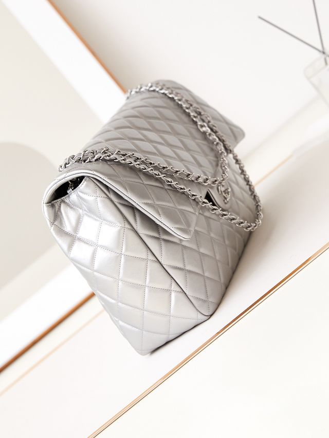 CC original lambskin maxi flap bag AS4661 silver