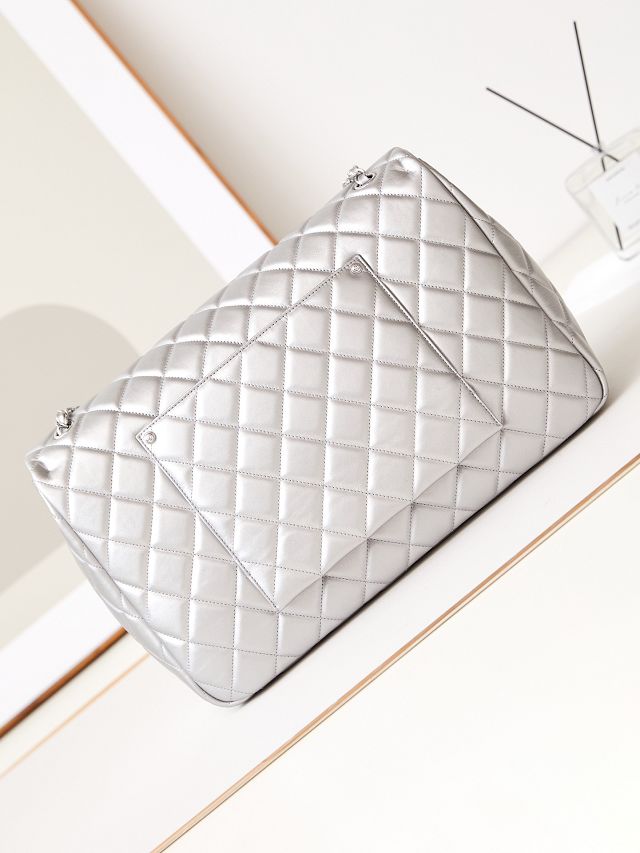 CC original lambskin maxi flap bag AS4661 silver