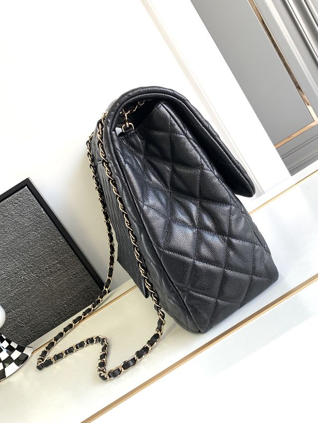 CC original grained calfskin maxi flap bag AS4661 black