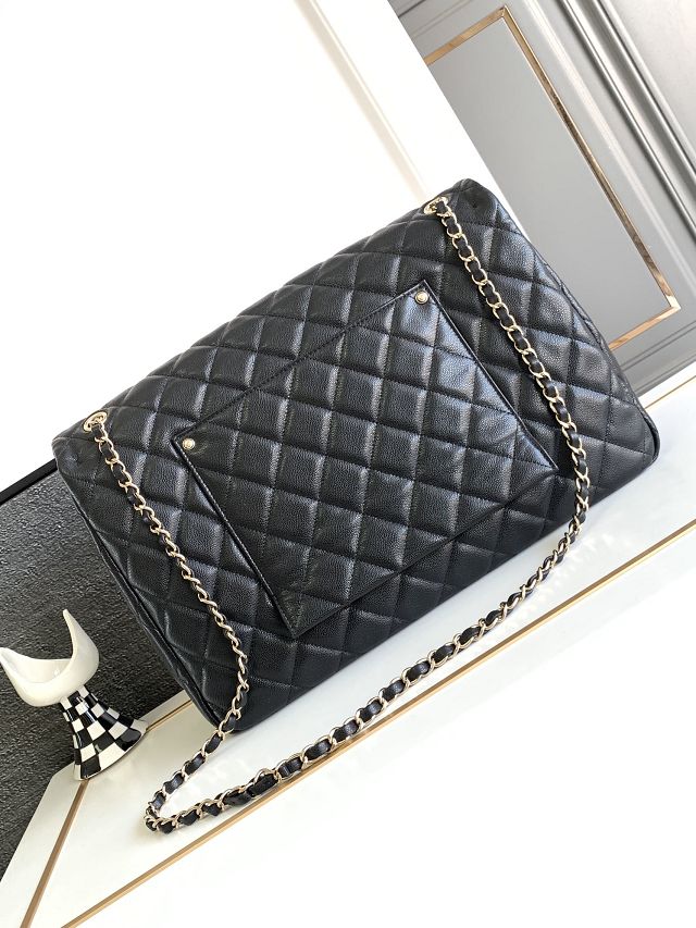 CC original grained calfskin maxi flap bag AS4661 black