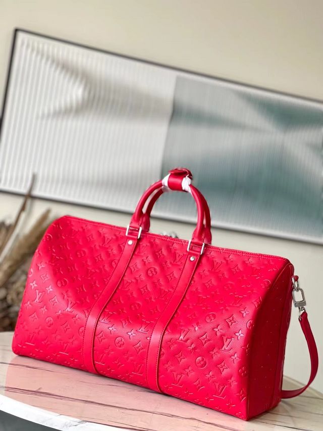 Louis vuitton original calfskin keepall 50 M23750 red