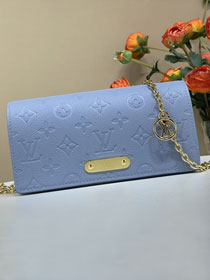 Louis vuitton original calfskin wallet on chain lily M82509 blue