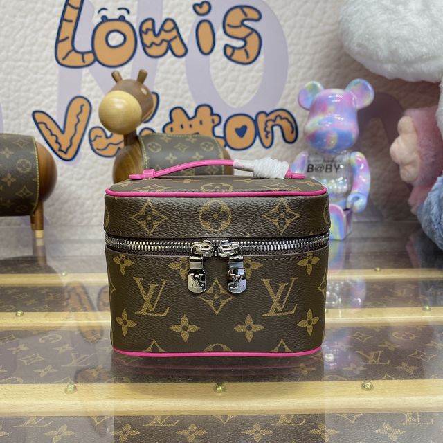 Louis vuitton original monogram nano nice cosmetic case M44936 pink