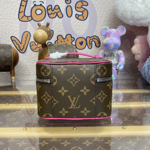 Louis vuitton original monogram nano nice cosmetic case M44936 pink