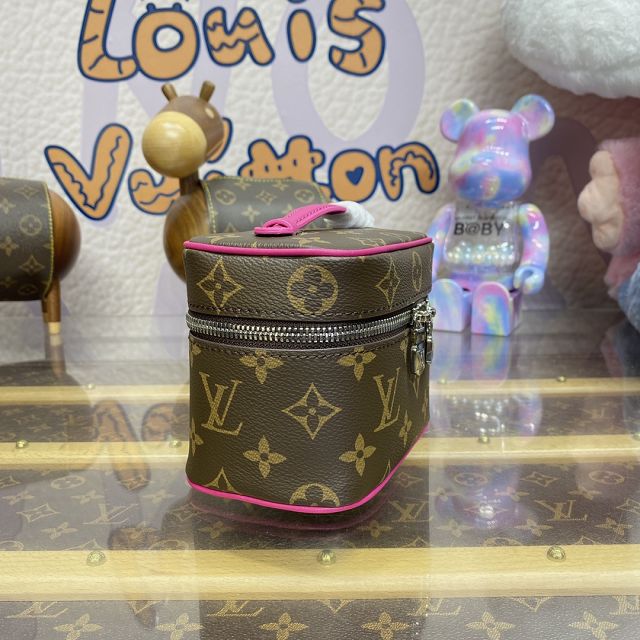 Louis vuitton original monogram nano nice cosmetic case M44936 pink