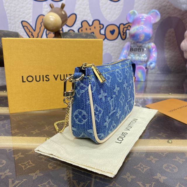 Louis vuitton original denim mini pochette M82960 blue