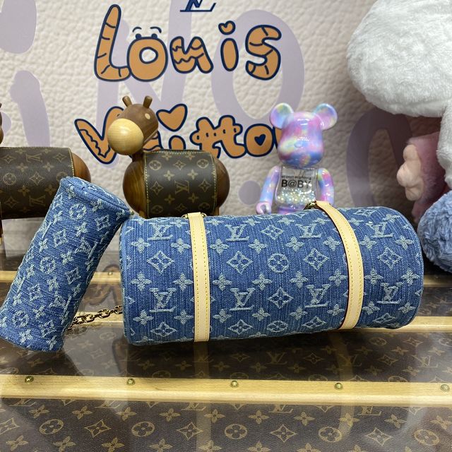 Louis vuitton original denim papillon bag M46830 blue