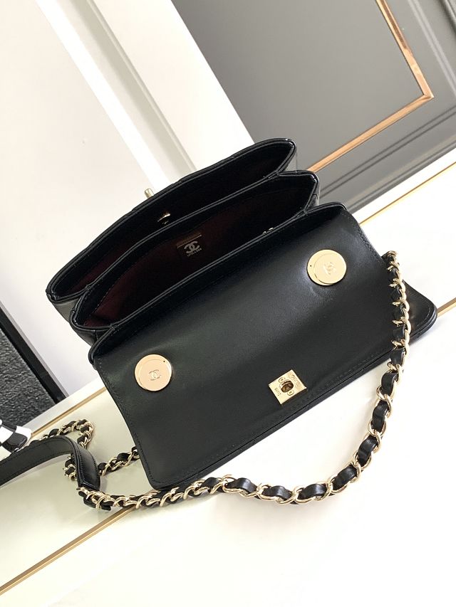 CC original lambskin mini top handle flap bag AS4654 black