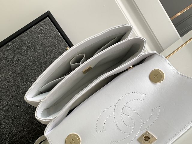 CC original lambskin top handle flap bag A92236-3 white