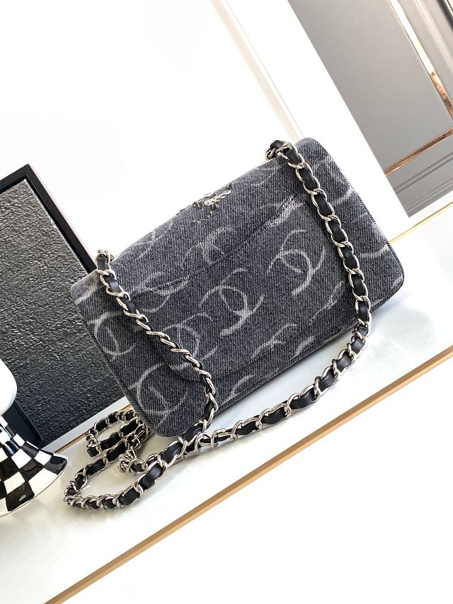 CC original denim mini flap bag A69900 black