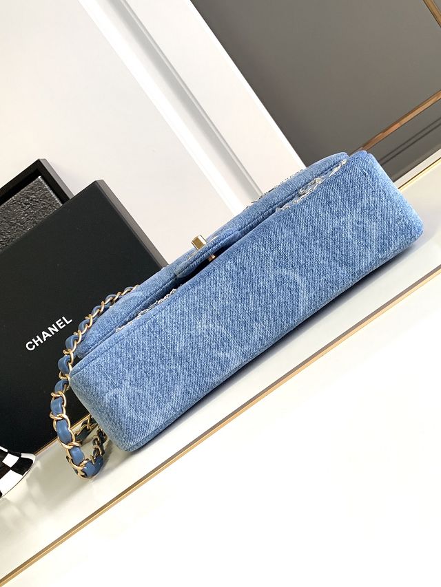 CC original denim small flap bag A01113 blue