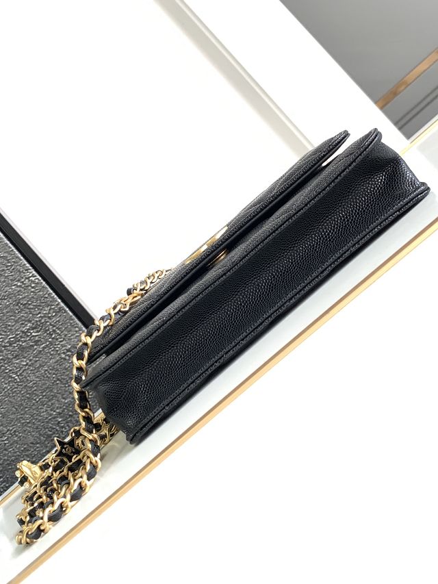 CC original grained calfskin wallet on chain AP3696 black