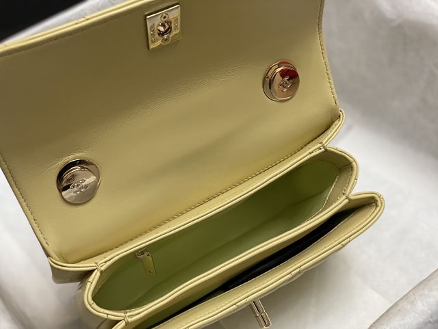 CC original lambskin mini top handle flap bag AS4654 yellow