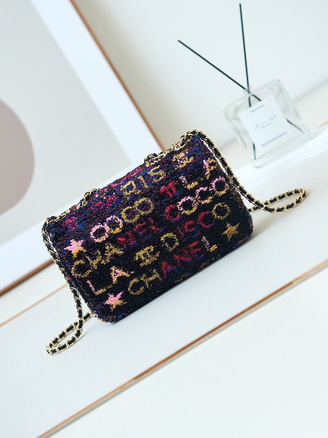 CC original sequins small flap bag AS4561 black