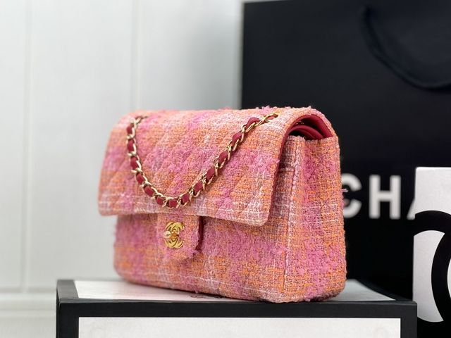 CC original tweed medium flap bag A01112 pink