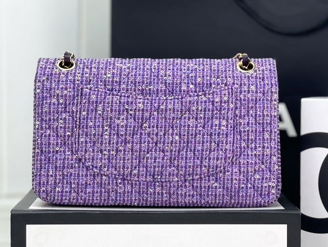 CC original tweed medium flap bag A01112 purple