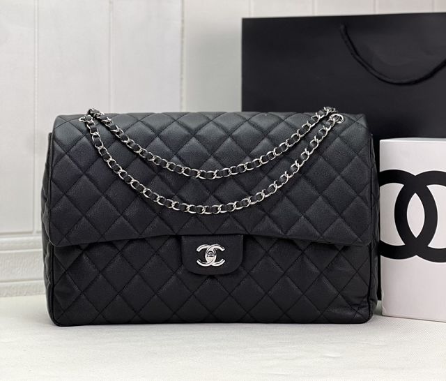 2024 CC original grained calfskin maxi flap bag AS4661 black