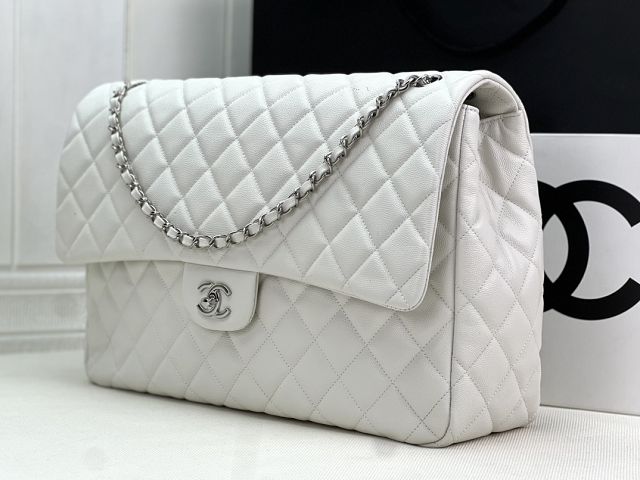 2024 CC original grained calfskin maxi flap bag AS4661 white