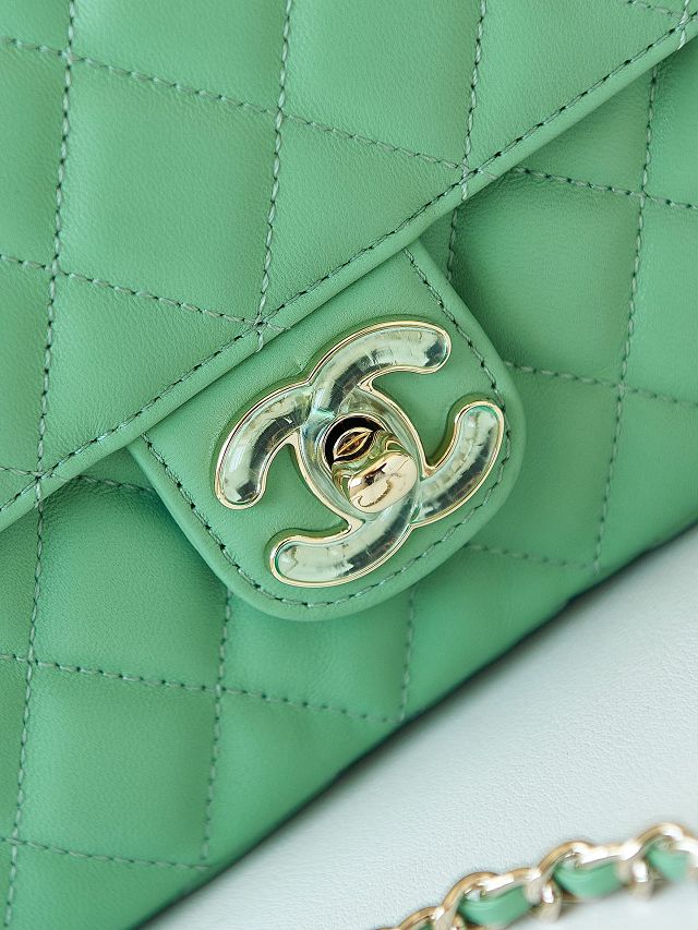 2024 CC original lambskin mini flap bag AS3782 green