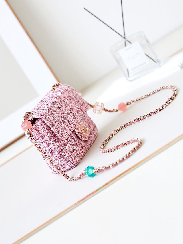 2024 CC original tweed mini flap bag AS3782 pink